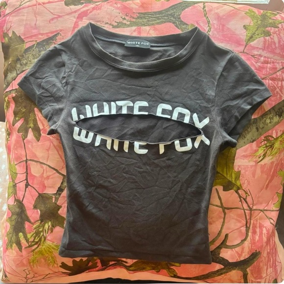 White Fox Boutique Tops - white fox grey cut out after the storm baby tee charcoal